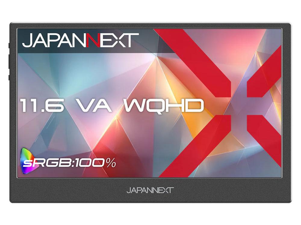 JAPANNEXT 液晶ディスプレイ 11.6型/2560×1440/miniHDMI×1、USB-C×2/ブラック/スピーカー有/2年保証