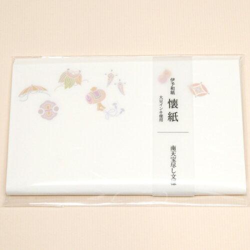 カミイソ産商 伊予和紙 懐紙 南天に宝尽し文様 (No.3004)【入数:20】