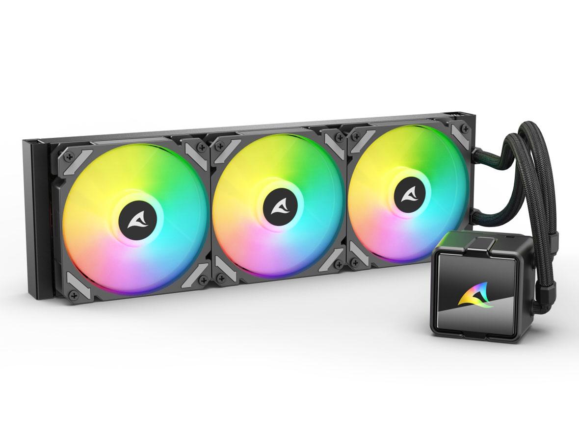 Sharkoon AIO水冷システム S60 ARGB ブラック 120mm ARGB PWMファン3基搭載 インフィニティミラー風ヘッド 銅製コールドプレート SHA-S60 ARGB BK