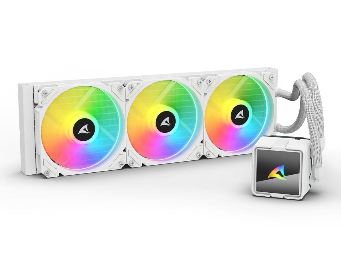 Sharkoon AIO水冷システム S60 ARGB ホワイト 120mm ARGB PWMファン3基搭載 インフィニティミラー風ヘッド 銅製コールドプレート SHA-S60 ARGB WT