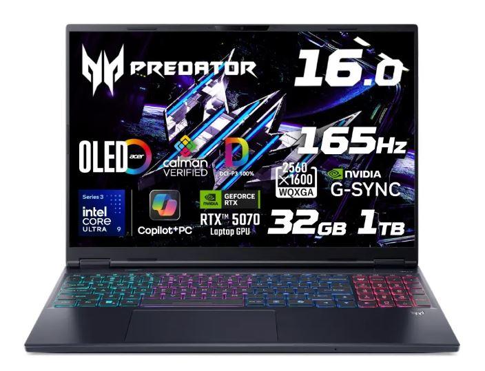 日本エイサー PHN16S-I51-N93Z57 ACER Predator Helios Neo 16S AI Windows 11 Home 16.0〜16.9型（インチ） Core Ultra9 メモリ32GB SSD 1TB 2560×1600 Webカメラ有り Bluetooth v5.4 Office無し ブラック系
