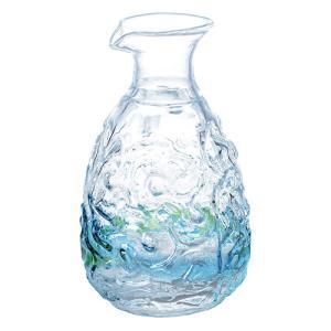 ヤマコー 涼美 涼を楽しむ食器 琉球ガラス きら波 徳利 L 緑水 職人手作りの異なる味わいを楽しめる yamaco29419