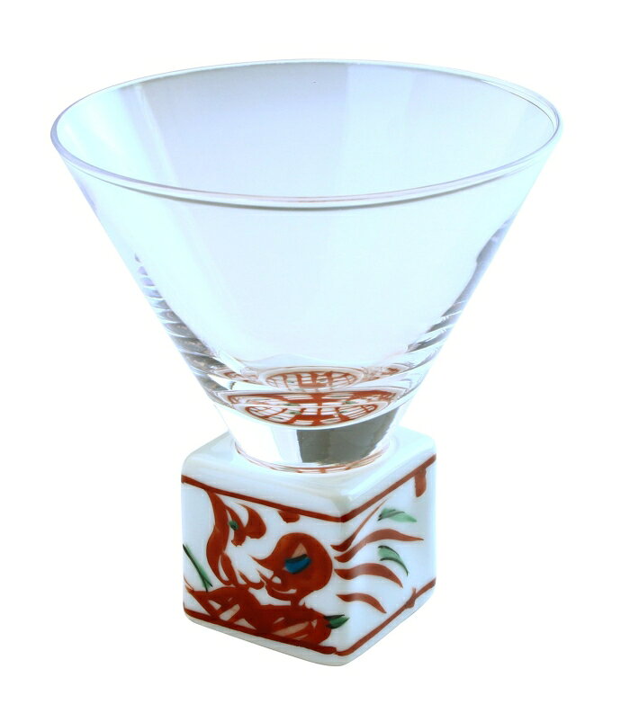 東洋セラミックス(Toyo Ceramic) 有田焼 福泉窯 有田浪漫グラス SAKE GLASS 正角 赤絵錦剣先万歴 (1124834)