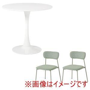HAGIHARA 萩原 テーブル＆チェア3点セット(ホワイト/グリーン) BT-8659WH-55G ...