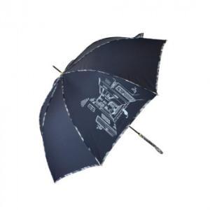 三国 60cm グラスファイバー骨 耐風ジャンプ傘 チェックパイピングと猫 ネイビー S1114804 (2299725)