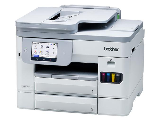 &nbsp;メーカー&nbsp;BROTHER ブラザー&nbsp;商品カテゴリ&nbsp;プリンター＞インクジェットプリンター&nbsp;発送目安&nbsp;1週間以内に発送予定&nbsp;お支払方法&nbsp;銀行振込・クレジットカード&nbsp;送料&nbsp;送料無料&nbsp;特記事項&nbsp;&nbsp;その他&nbsp;※※※※※※※※※※※※※※※※※ 仕様 ※※※※※※※※※※※※※※※※※タイプ インクジェット解像度 4800x1200 dpiインク形状 独立インクタイプ カートリッジ式インク色数 4 色インク種類 顔料最小インク滴サイズ 2.5 plカラー印刷速度/分 26 枚モノクロ印刷速度/分 28 枚インク・用紙合計コスト 13 円液晶モニタ ○タッチパネル ○消費電力 33 W複合機(多機能プリンタ) ○スキャナ解像度 1200dpi×2400dpi(主走査×副走査)最大用紙サイズ A4給紙トレイ 前面/背面最大給紙枚数（普通紙） 600 枚最大給紙枚数（ハガキ） 10 枚スマホ対応 ○AirPrint対応 ○Wi-Fi Direct対応 ○クラウドプリント ○機能 FAX・コピー・スキャナ接続インターフェイス USB2.0・有線LAN・無線LAN(Wi-Fi)その他機能 ダイレクト印刷・ネットワーク印刷・自動両面印刷・フチなし印刷・自動原稿送り装置(ADF)・同時両面スキャン大容量インクタンク ○無線LAN規格 IEEE802.11a/b/g/n無線LAN周波数 2.4/5GHz幅x高さx奥行き 435x340x439 mm重さ 17.1 kgカラー ホワイト系