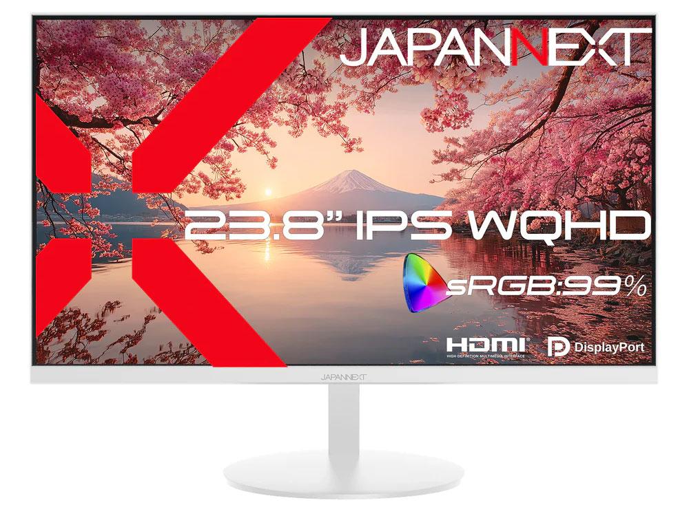&nbsp;メーカー&nbsp;JAPANNEXT&nbsp;商品カテゴリ&nbsp;ディスプレイ・モニタ—＞モニター・ディスプレイ&nbsp;発送目安&nbsp;2日〜3日以内に発送予定（土日祝除）&nbsp;お支払方法&nbsp;銀行振込・クレジットカード&nbsp;送料&nbsp;送料無料&nbsp;特記事項&nbsp;&nbsp;その他&nbsp;※※※※※※※※※※※※※※※※※ 仕様 ※※※※※※※※※※※※※※※※※モニタサイズ 23.8 型(インチ)モニタタイプ ワイドモニタ形状 平面型画面種類 液晶バックライト E-LEDスリムベゼル ○アスペクト比 16：9表面処理 ノングレア(非光沢)パネル種類 IPS(FFS)解像度 2560x1440視野角（上下/左右） 178/178画素ピッチ 0.205 mmHDR方式 HDR10表示色 1677万色色域 sRGB：99%輝度 250 cd/m2コントラスト比 1300:1応答速度 オーバードライブ時：7ms(GtoG)リフレッシュレート(垂直走査周波数) 75 Hz最大消費電力 30 W1型(インチ)あたりの価格 954 円入力端子 HDMI2.0x1・DisplayPort1.4x1スピーカー 搭載音声出力端子 ○HDCP HDCP1.4リモコン なしVESAマウント 75x75mmブルーライト軽減 ○フリッカーフリー ○チルト角度(下/上) -3°/15°FreeSync FreeSyncAdaptive-Sync ○幅x高さx奥行き 541x407x200 mm重量 3 kg