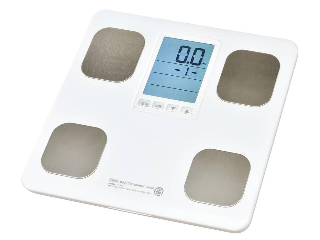 &nbsp;メーカー&nbsp;OHM オーム電機&nbsp;商品カテゴリ&nbsp;測定器・ヘルスケア＞体重・体脂肪・体組成計&nbsp;発送目安&nbsp;2日〜3日以内に発送予定（土日祝除）&nbsp;お支払方法&nbsp;銀行振込・クレジットカード&nbsp;送料&nbsp;送料無料&nbsp;特記事項&nbsp;&nbsp;その他&nbsp;※※※※※※※※※※※※※※※※※ 仕様 ※※※※※※※※※※※※※※※※※タイプ 体組成計測定方式 両足最小表示 0.1kg：5〜50kg・0.2kg：50〜100kg・0.5kg：100〜150kg電池種類 単4形乾電池4本登録人数 5 人基礎代謝量 (BMR) ○体脂肪率 ○BMI ○サイズ 310x30x296 mm重量 1.4 kgカラー ホワイト