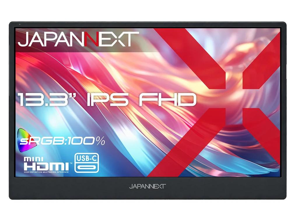 JAPANNEXT ジャパンネクスト 液晶ディスプレイ 13.3型/1920×1080/miniHDMI×1、USB-C×1/ブラック/スピーカー有/2年保証