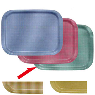 【まとめ買い10個セット品】 Rトレー取手なし 角(ノンスリップ加工) L チェックグリーン【サービストレー 人気 キッチン トレイ 業務用サービストレー 収納トレー サービストレイ お盆 テーブルウェア 業務用 卓上用品】【ECJ】