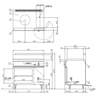 コメットカトウ ガスレンジ DX2シリーズ D=600 キャビネットタイプ 900×600×850 DXAHH2-960M 12A・13A(都市ガス)【メーカー直送/後払い決済不可】【ECJ】