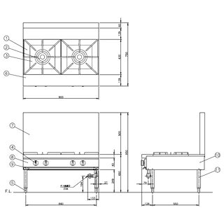 マルシェ&キッチンカーWORLDのコメットカトウ ローレンジ XY-L2シリーズ D=750タイプ 900×750×450 XY-975L2 12A・13A(都市ガス)【メーカー直送/後払い決済不可】【ECJ】｜アングル2