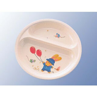 【まとめ買い10個セット品】 メラミン子供食器 スイートラビット 二つ仕切 皿 J21SR【ECJ】