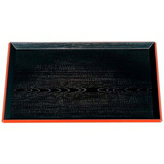 富士長手木目盆 黒渕朱 尺5寸 ABS樹脂【ECJ】