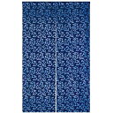 藍染めのれん 花唐草 NID3117-BI【ECJ】