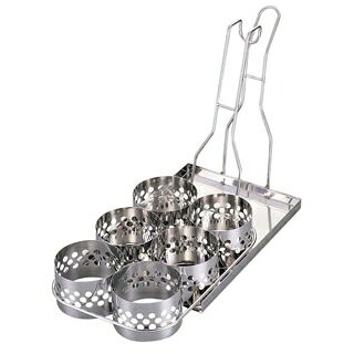 商品の仕様●外寸(mm)：212×320 取手長：320 リング：φ100×H70●内寸(mm)：リング穴：φ10 ●重量:1180g●材質：ステンレス ■● このカキ揚げリングを使えばバラ付きのないカキ揚げを誰もが簡単に作れます。スキルがいらないのでマニュアル化するには最適です。※商品画像はイメージです。複数掲載写真も、商品は単品販売です。予めご了承下さい。※商品の外観写真は、製造時期により、実物とは細部が異なる場合がございます。予めご了承下さい。※色違い、寸法違いなども商品画像には含まれている事がございますが、全て別売です。ご購入の際は、必ず商品名及び商品の仕様内容をご確認下さい。※原則弊社では、お客様都合（※色違い、寸法違い、イメージ違い等）での返品交換はお断りしております。ご注文の際は、予めご了承下さい。