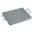 【まとめ買い10個セット品】 アルミイモノ 角型 斜溝付 ステーキパン 外寸355×240【ECJ】