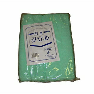 【まとめ買い10個セット品】 カラータオル 片平地付 #200(12枚入)グリーン 340×860【ECJ】