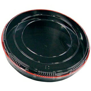 【まとめ買い10個セット品】 市松 プラ容器 黒赤フチ 45(5枚入)蓋【ECJ】