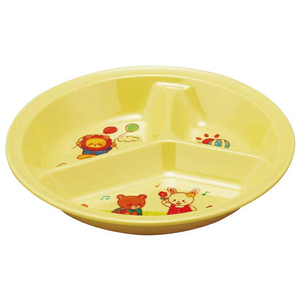 【まとめ買い10個セット品】メラミン子供食器 みんなともだち。3ッ切ランチ皿 YMA-1 イエロー【ECJ】