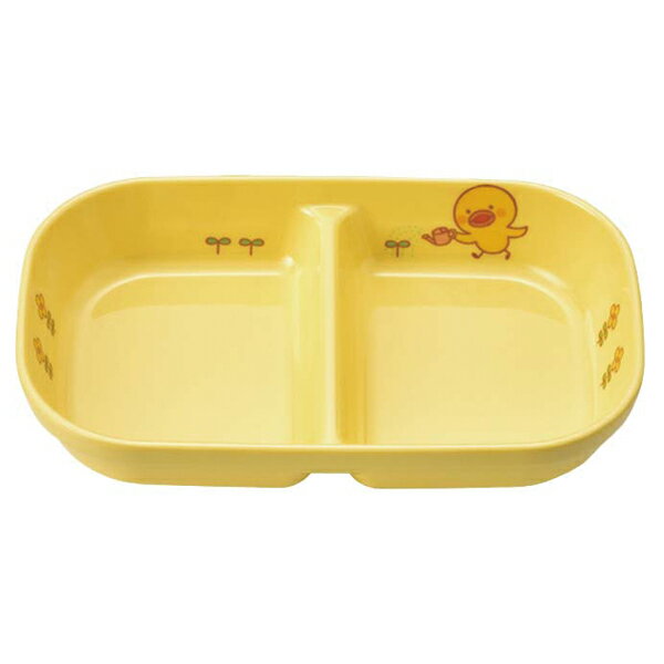 【まとめ買い10個セット品】メラミン 子供食器 ひよこぐみ 角二ツ仕切皿 小 イエロー J31HIY【ECJ】