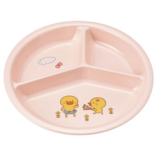 【まとめ買い10個セット品】メラミン 子供食器 ひよこぐみ 三つ仕切皿 小 ピンク J25HIP【ECJ】