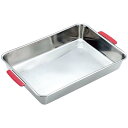 【まとめ買い10個セット品】18-8 カラー取手付 角バット 10枚取 レッド【ECJ】