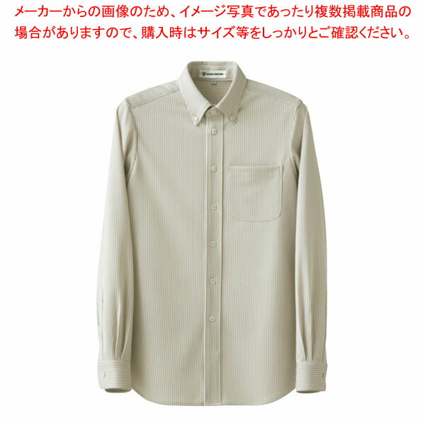 ストライプシャツ・長袖 CH4497-7 M ホワイトベージュ 【ECJ】