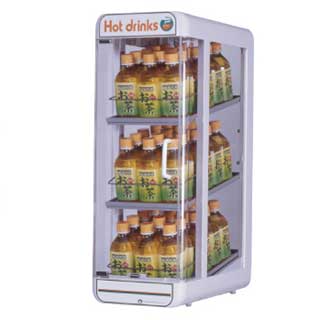マルシェ&キッチンカーWORLDの【一年保証】電気ペットウォーマー 3段 350ml／45本収納 PW45-E3【020-0199688-001】 缶ウォーマー ホットドリンク 保温ショーケース 業務用 コンビニ什器｜アングル2