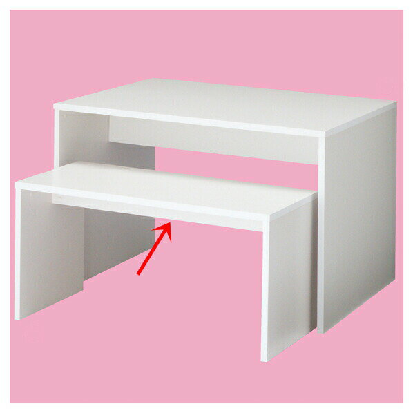 コの字ネストテーブル ロータイプ ホワイト W108 ホワイト(ALL低圧メラミン化粧板) 61-84-8-1【店舗什器 ディスプレイ用テーブル ネスト(親子)...