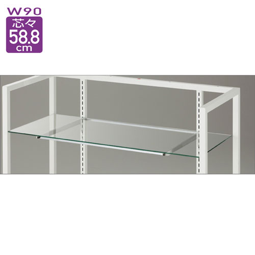 ガラス棚セットW90cm オーバーハングタイプ 8mm厚 D20cm 61-36-4-2【システム什器 システムオプション スリット式システムオプションW90cm ガラス棚セットW90cm オーバーハングタイプ 8mm厚】【ECJ】 [2]