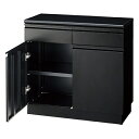 スチール製収納BOXハイタイプ/カウンター W90 ブラック 抽斗&扉&台輪タイプ 61-555-64-1【ECJ】