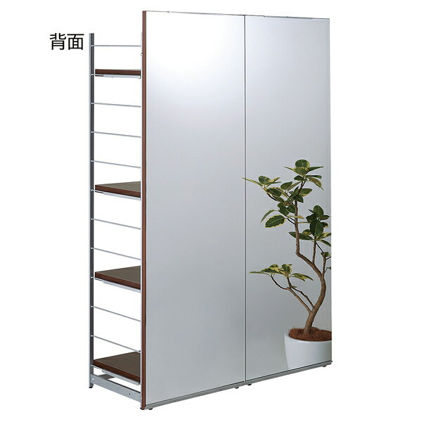 間仕切りラックミラー付ハンガーW120cmホワイト 1台 61-801-71-3【ECJ】