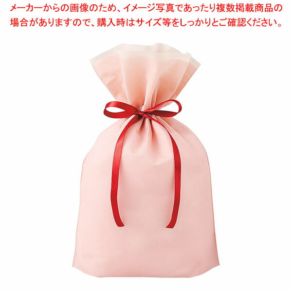 【10枚】不織布リボン付きギフトバッグ スモーキーピンク 幅31×高さ43[30]×底マチ12cm 61-811-13-3【ECJ】