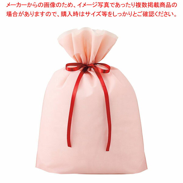 【10枚】不織布リボン付きギフトバッグ スモーキーピンク 幅45×高さ56[42]×底マチ12cm 