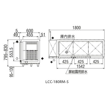 フクシマガリレイ ヨコ型冷凍冷蔵庫 スライド扉冷蔵庫 幅1800×奥行600×高さ800 LCC-180RM-S【 業務用冷蔵庫 横型 冷蔵庫 台下冷蔵庫 業務用横型冷蔵庫 冷蔵コールドテーブル 業務用 台下冷蔵庫 】【 メーカー直送/後払い決済不可 】【 PFS SALE 】【ECJ】