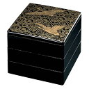 6.5寸重 黒 金の鶴 3段【お重 重箱 おせち 正月】【ECJ】