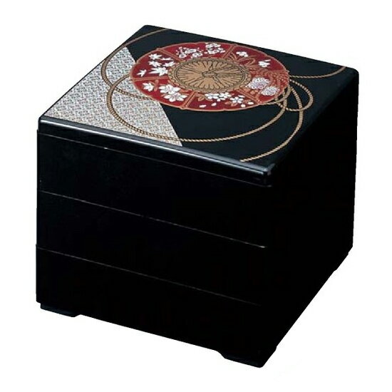 7.0寸彩重 黒 万華鏡 3段【お重 重箱 おせち 正月】【ECJ】