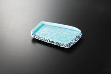 【まとめ買い10個セット品】和食器 トルコブルー 石目片渕皿 37K043-20 まごころ第37集 【キャンセル/返品不可】【ECJ】