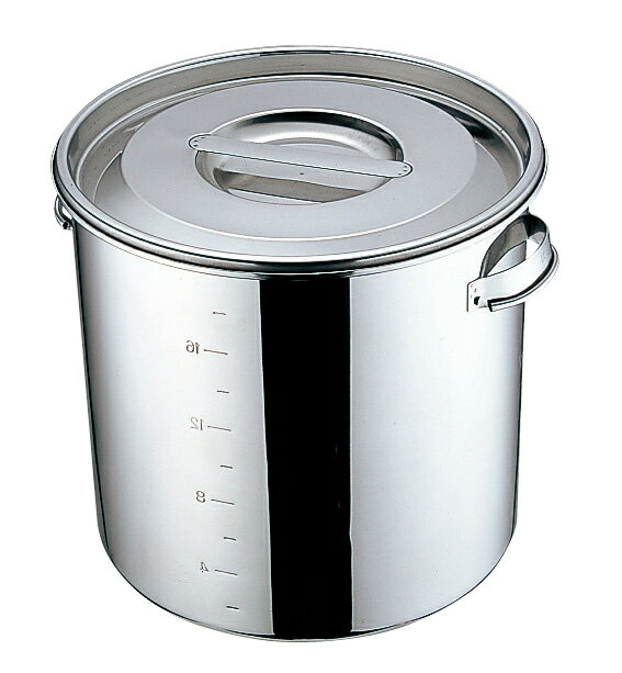 18-8　丸深型キッチンポット(手付)/目盛付　28cm 9671280【ECJ】