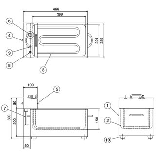 マルシェ＆キッチンカーWORLDの押切電機 ミニタイプ 電気卓上フライヤー OFT-140 250×466×300【電気式フライヤー からあげ 業務用 電気フライヤー 天ぷら フライヤー 揚げ物 揚げ機械 人気 フライド ポテト フライやー 電気揚げ物器 とんかつ】【メーカー直送/後払い決済不可】【ECJ】｜アングル2