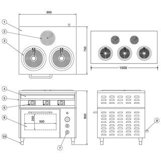 押切電機 電気レンジ (オーブン付) OKRO-260PB 1500×750×850【押切電機株式会社 グ...