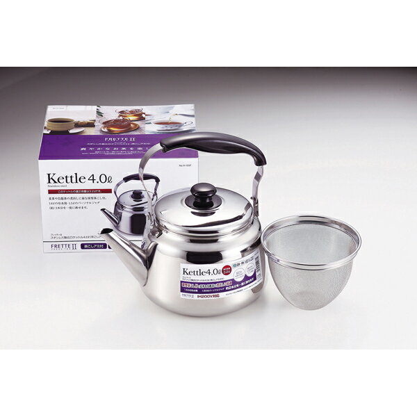 パール金属 フレッティIIステンレス製広口ケットル4.0L[茶こしアミ付]【 調理器具 厨房用品 厨房機器 プロ 愛用 】 【ECJ】