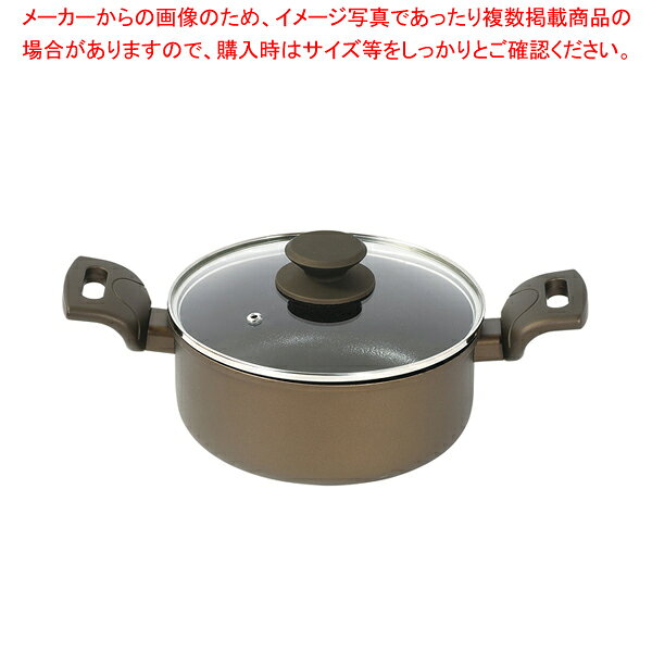 Ih Compatible - ロングライフメガストーンII IH対応ガラス蓋付両手鍋20cm 【ECJ】
