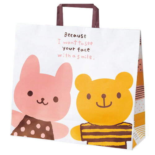 【まとめ買い10個セット品】うさクマ 手提紙袋 35×12×31cm 50枚 61-265-3-3【 ラッピング用品 ラッピングシリーズ うさクマ 手提げ紙袋 ...