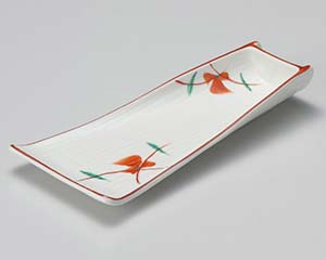 【まとめ買い10個セット品】和食器 ア016-388 赤絵竹型向付【キャンセル/返品不可】【ECJ】