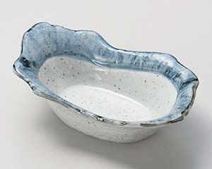 【まとめ買い10個セット品】和食器 ユ039-268 藍虹味 手造風舟型鉢【キャンセル/返品不可】【ECJ】