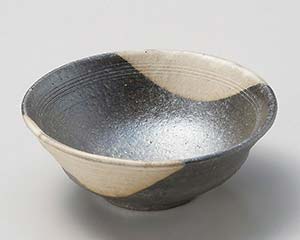 【まとめ買い10個セット品】和食器 メ048-058 黒窯変掛け分け4.5鉢【キャンセル/返品不可】【ECJ】