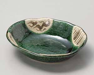 【まとめ買い10個セット品】和食器 イ050-198 里山織部楕円浅鉢【キャンセル/返品不可】【ECJ】