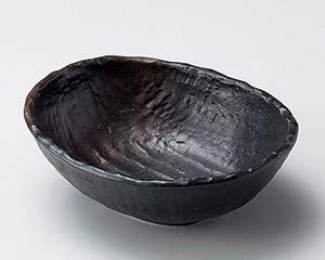 【まとめ買い10個セット品】和食器 ア051-178 黒備前楕円小鉢【キャンセル/返品不可】【ECJ】